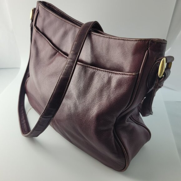 Vintage Etienne Aigner Burgundy Dark Red Leather Shoulder Bag Purse 11x7" - Picture 6 of 16